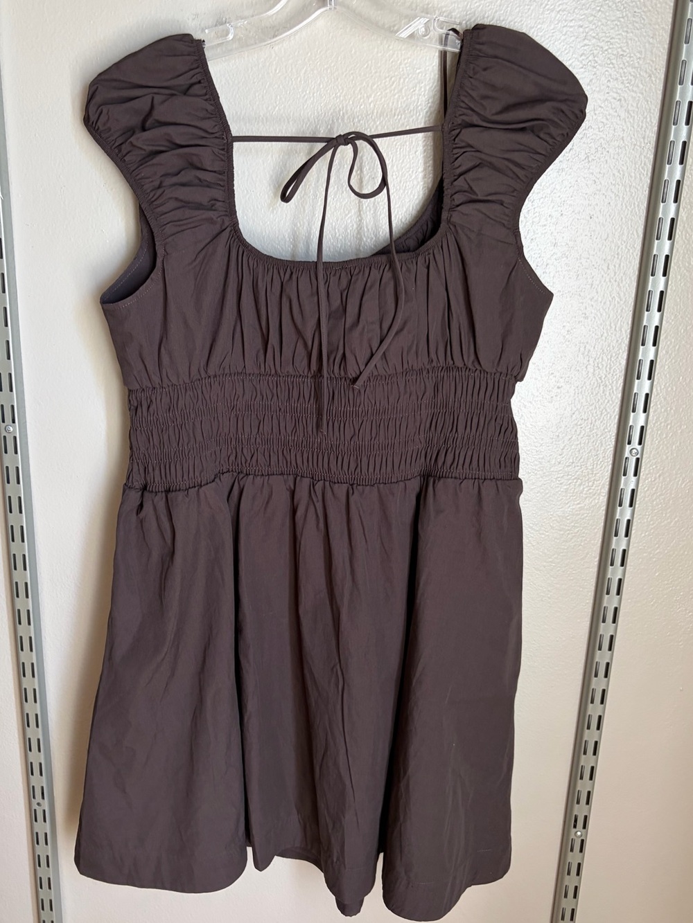 Anthropologie - Cotton Smocked Mini Dress in Brown - Picture 3 of 5